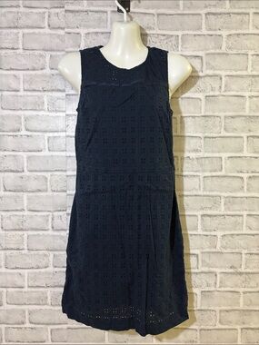Banana Republic Sleeveless Navy Eyelet Midi Dress with Scoop Neck, size 0
